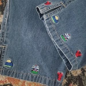 qvc quacker factory beach embroidered crop capris jeans